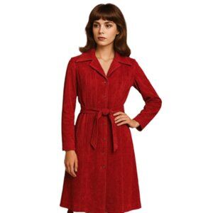 Vintage 1970s suede coat dress w/belt Hovland Swanson S